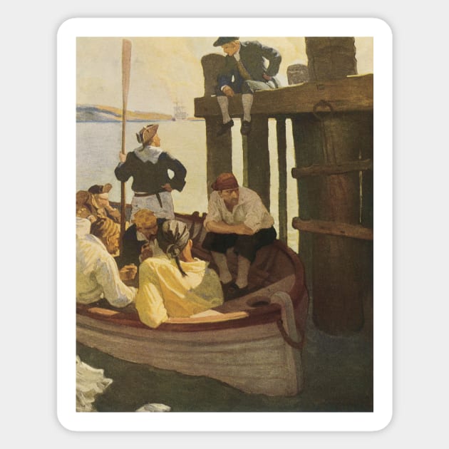 At Queen's Ferry by NC Wyeth Sticker by MasterpieceCafe